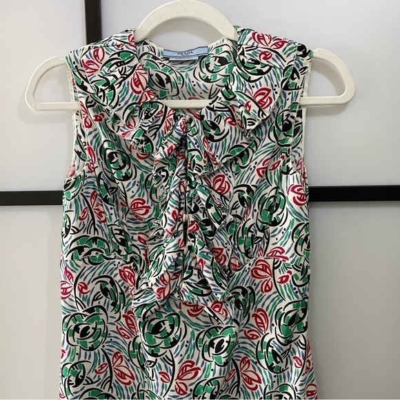 [S] Prada 2011 Resort Collection Sleeveless Midi Shift Dress White Multicoloured - Picture 3 of 13